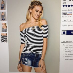 Venus nautical striped off shoulder top